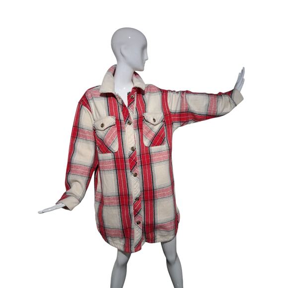 Aeri Super Heavy Chunky Womens size Large Oversized Plaid Flannel Lumber Jacket - Picture 1 of 12